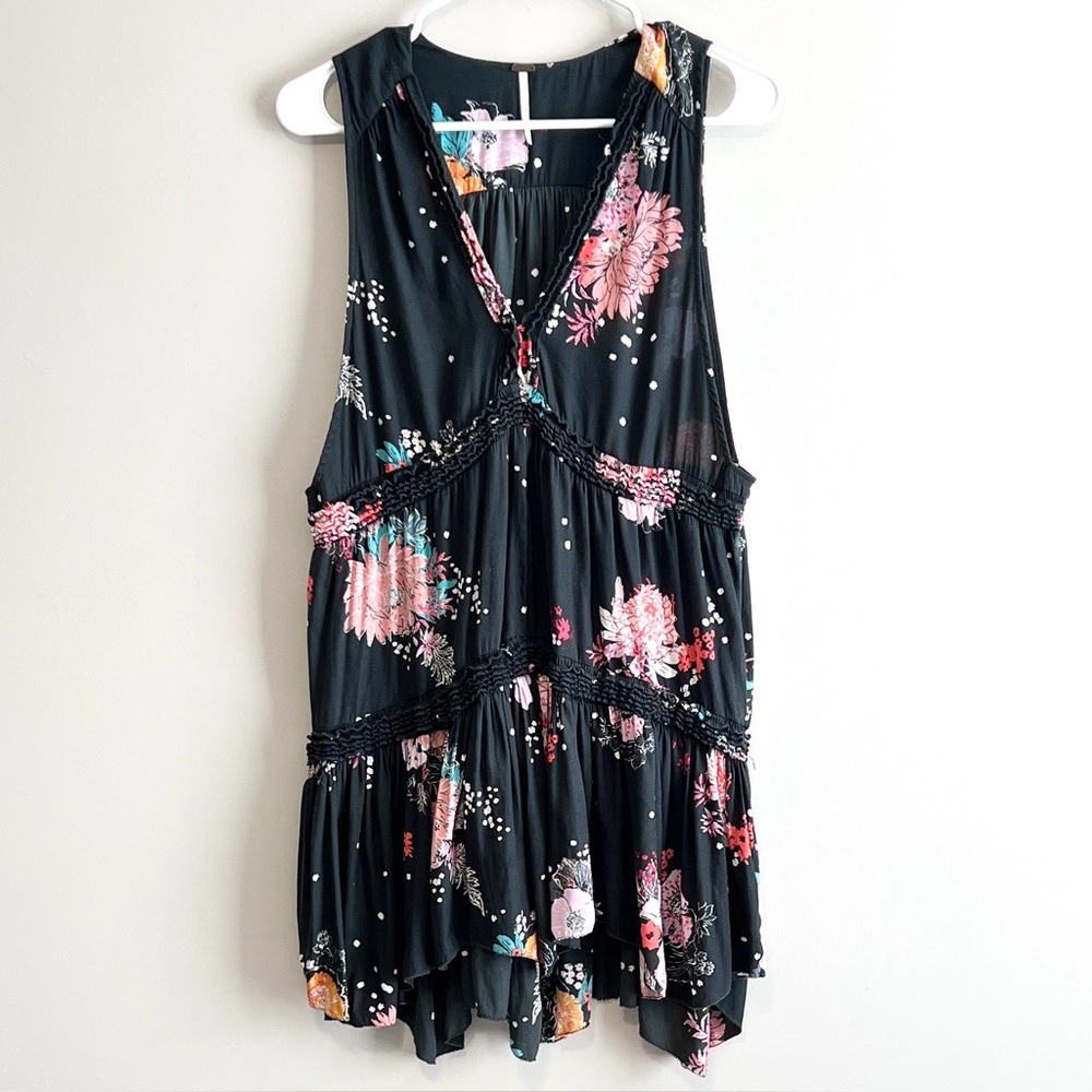 Free People Purple Haze Floral Print Sleeveless Tunic Tank